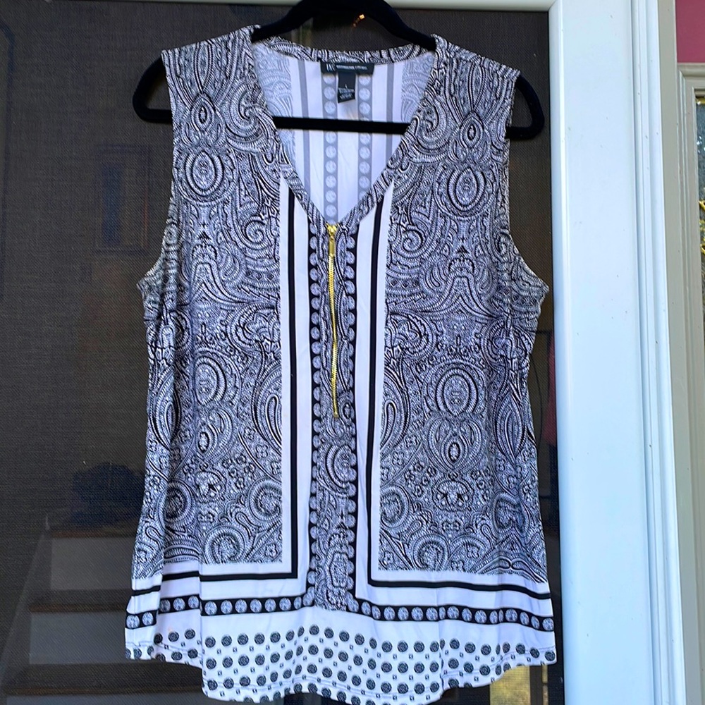 INC Sleeveless Half Zipper Blouse
